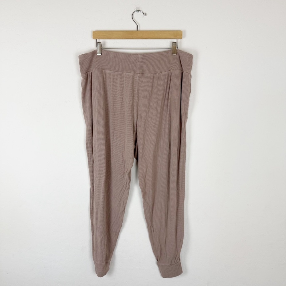 COZY EARTH Bamboo Rib Knit Jogger Pants Beige Suede - Picture 5 of 12